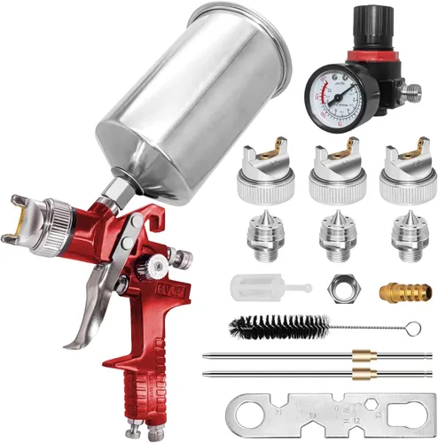 Kit profesional de pistola de pulverización Hvlp: pistola de pulverización de aire de alimentación por gravedad Hvlp con boquillas de 0.055 in,