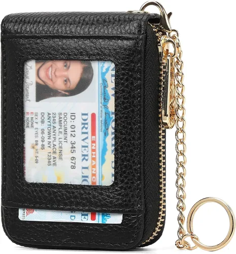 Miniatura 13 de SENDEFN Cartera de cuero para mujer, con bloqueo RFID, pequeñas carteras compactas, titular de la tarjeta de crédito con ventana de identificación