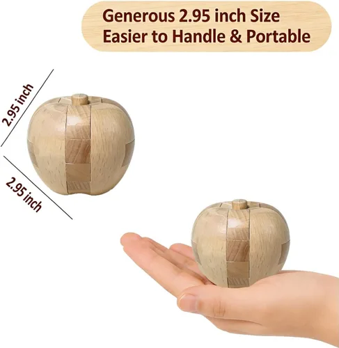 Miniatura 4 de Rompecabezas de madera de manzana para adultos, desafiantes juegos de lógica de coeficiente intelectual 3D para adolescentes de 14 años, juguetes