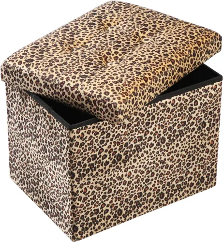 Miniatura 8 de ALASDO Reposapiés otomano de almacenamiento de cuero marrón, 17 x 13 x 13 pulgadas, estilo moderno