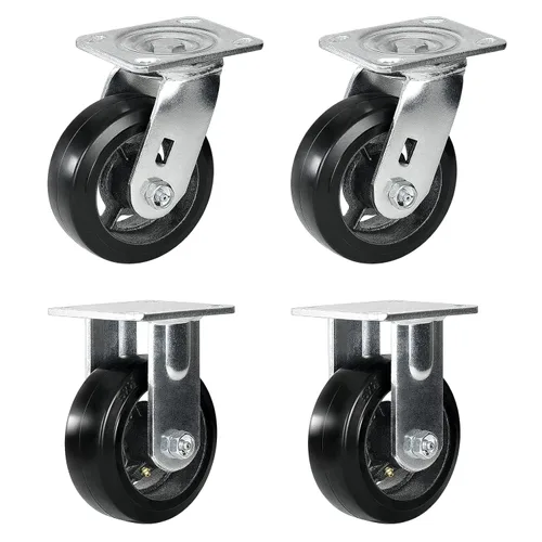 Miniatura 10 de Ruedas industriales de 5 x 2 pulgadas, rueda de goma en hierro fundido, juego de 4 ruedas resistentes con capacidad de hasta 1800 libras