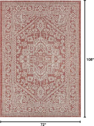 Miniatura 95 de Eyely BMS101D-28 - Alfombra de pasillo con textura de medallón de Santa Mónica Slesi, para interiores y exteriores, estilo costero, bohemio, Gris