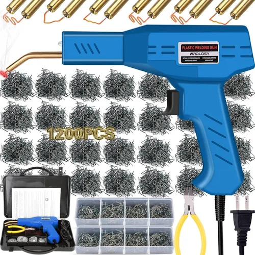Soldador de plástico Wrdlosy, 800 piezas de grapas, kit de soldadura de plástico, imprescindible para bricolaje, encendido/apagado instantáneo, kit