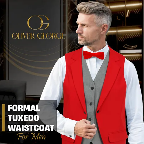 Miniatura 2 de Oliver George Chaleco formal de esmoquin en capas para hombre, chaleco de traje de negocios