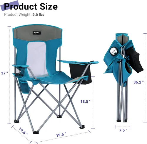 Miniatura 3 de Silla plegable de camping al aire libre, portátil, liviana, sillas plegables para campamento para adultos al aire libre con portavasos, bolsa Azul