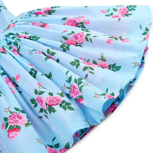 Miniatura 7 de Bcaur Vestido de otoño de algodón para niñas 2T-12, vestido de Pascua con estampado floral casual
