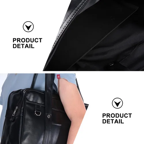 Miniatura 6 de Mikikit Bolsa de viaje portátil de cuero para hombre, bolsa de hombro para portátil, maletín para libros, para hombre, uniforme japonés, bolsa