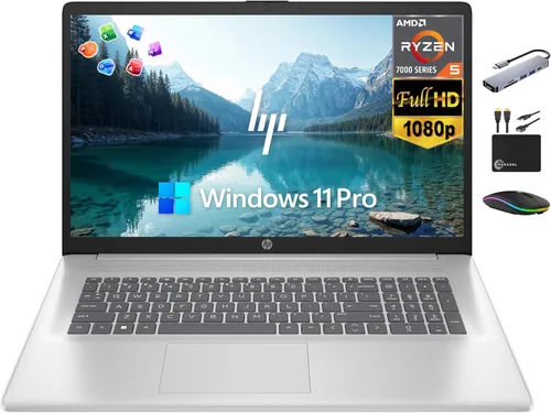 HP 17 Laptop Empresarial, pantalla FHD IPS de 17.3 pulgadas, 32 GB RAM, 1.5 TB de almacenamiento (1 TB SSD + 500 GB de unidad externa), procesador