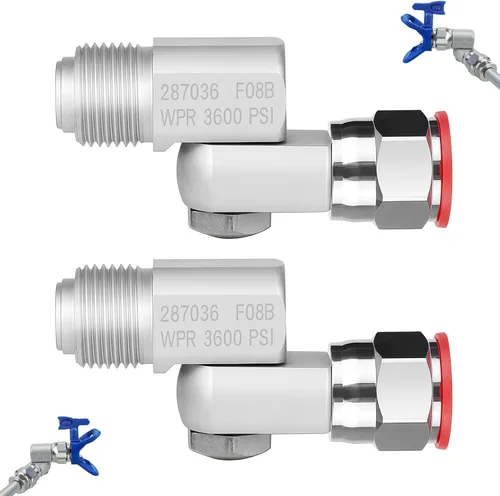 2 paquetes 235486 pistola giratoria de pintura sin aire, rosca de 7/8 pulgadas, rotación de 180 grados, compatible con pulverizadores Graco, presión