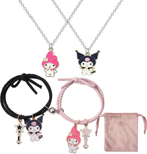 Smarow Juego de llaveros y collar con bolsa para parejas, amistad, mejor amigo, regalo para mejores amigos