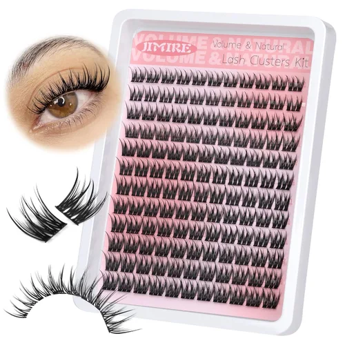 Miniatura 9 de JIMIRE Pestañas postizas de aspecto natural, pestañas postizas esponjosas y finas, pestañas de ojo de gato con banda fina, pestañas postizas