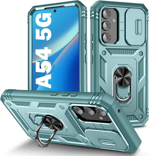 Miniatura 44 de PASNEW Funda para Samsung Galaxy A54, Soporte Metálico y Cubierta Deslizante para Cámara, Militar Multicapa Resistente de Cuerpo Completo a Prueba