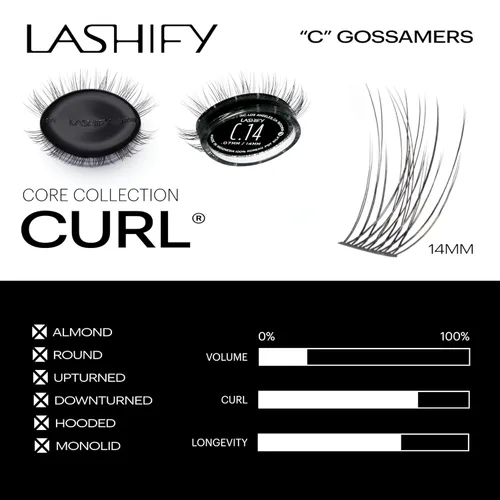 Miniatura 3 de Lashify Curl - Extensiones de pestañas Gossamer DIY de 0.551 pulgadas, color negro, pestañas postizas fáciles para un aspecto natural