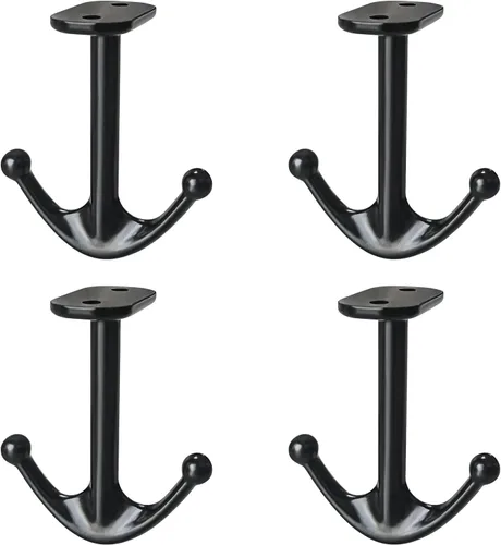 Ganchos de techo de doble punta de aleación de zinc, paquete de 4 ganchos para colgar debajo del estante, toalla colgante, bata, tapa de ropa, baño,