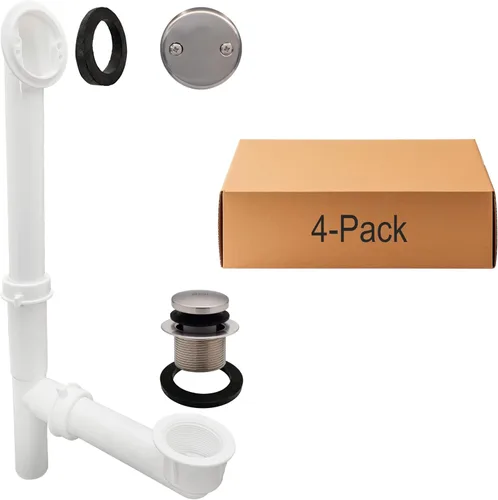 Miniatura 19 de Westbrass 593244-26 Kit de drenaje de residuos de baño con punta tubular blanca de 1-1/2 pulgadas, cromo pulido