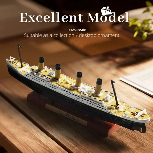 Miniatura 6 de 1/1250 RMS Titanic Modelo de Barco Crucero Clásico de Aleación Metálica Fundida a Presión Modelo de Barco Legendario Crucero Británico con Soporte