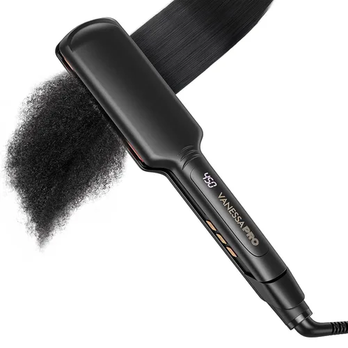Plancha de titanio para cabello natural, plancha de pelo de 2 pulgadas para cabellos gruesos, plancha plana de seda con placa ancha