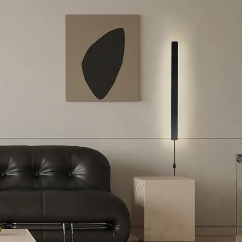 Miniatura 7 de KELUOLY Lámparas de pared modernas con enchufe, aplique de pared LED negro mate de 31.4 pulgadas, lámpara de pared interior acrílica cálida blanca