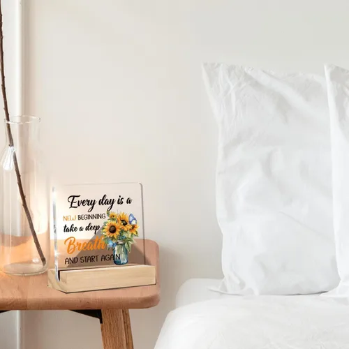 Miniatura 5 de Regalos inspiradores para mujeres y hombres, girasol, decoración del hogar, citas positivas, escritorio de oficina, letreros decorativos, placas