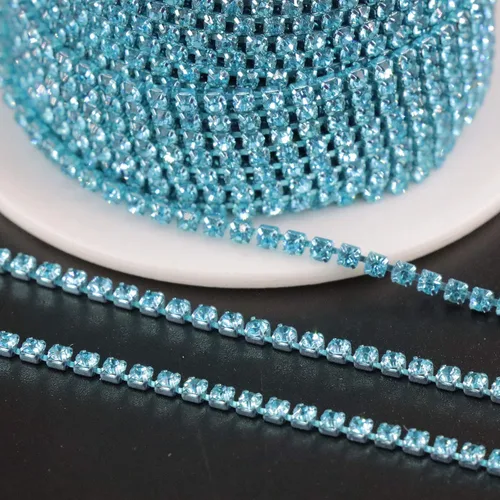 Miniatura 4 de Jerler Cadena de cierre SS6.5/0.079 in con diamantes de imitación de cristal de 10 yardas para manualidades de costura, ideal para bodas, fiestas