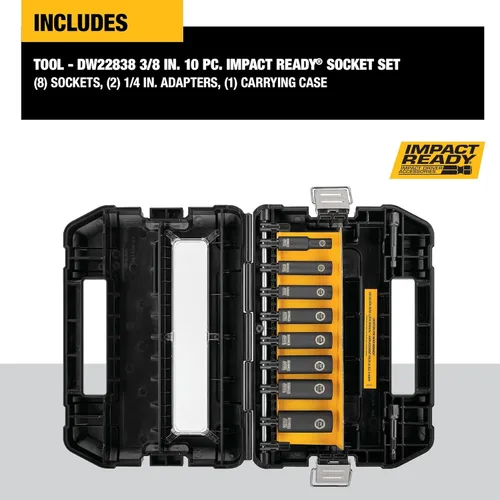 Miniatura 2 de DEWALT DW22838, juego de llaves IMPACT READY, 3/8 de pulgada, 10