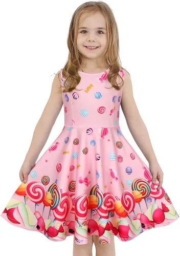 LaBeca - Vestido sin mangas o de manga larga para niñas, vestidos casuales con diseño de unicornio o sirena para niñas pequeñas o grandes