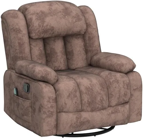 Miniatura 4 de CANMOV Sillón Mecedora Reclinable de Masaje con Calor y Vibración, Giratorio Manual de 360 Grados, Tela Antideslizante, Sofá Individual de Servicio