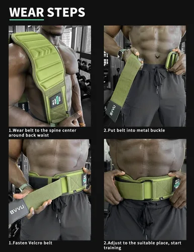 Miniatura 4 de BVVU Cinturones de levantamiento de pesas para hombres, cinturón de gimnasio de bloqueo rápido para entrenamiento lumbar, entrenamiento cruzado
