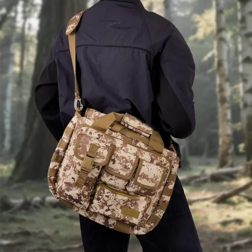 Miniatura 2 de Maletín táctico para hombre, bolsa de mensajero militar de lona de nailon de 18.5 pulgadas, bolsa de mensajero multifuncional grande Molle, bolsa