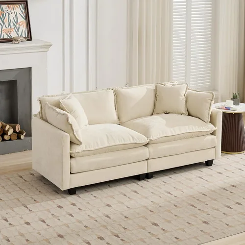 Miniatura 94 de Sofá modular negro de 111.5 pulgadas, sofás seccionales grandes de 3 plazas para sala de estar, sofá nube de tela de felpilla de gran