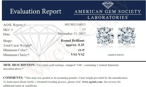 Miniatura 2 de Vir Jewels - Pendientes de tuerca de diamantes con certificación VS1-VS2 de 14 quilates, oro de 14 quilates