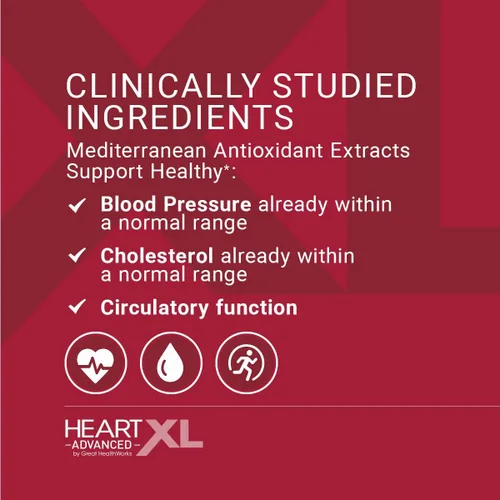 Miniatura 3 de HeartXL Advanced - Suplemento para la salud del corazón - Tres extractos antioxidantes mediterráneos clínicamente estudiados - Apoya la presión