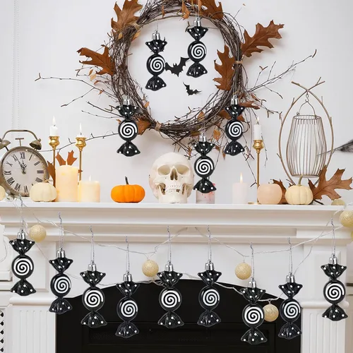 Miniatura 6 de Threan 12 piezas de adornos de caramelo de Navidad para decoración de árbol colgante, bastón de caramelo brillante, adorno de Navidad de menta