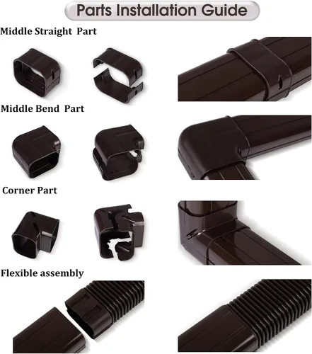 Miniatura 3 de LyPrem Juego de mini línea dividida marrón de 16.5 pies cubierta de línea de PVC de 4 pulgadas para mini split y aire acondicionado central y bomba