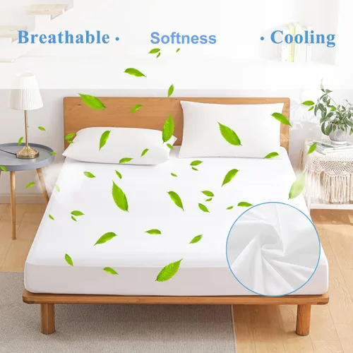 Miniatura 5 de Protector de colchón impermeable de tamaño individual - Funda ajustada para colchón, silenciosa, transpirable y lavable a máquina con bolsillos