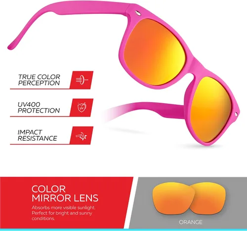 Miniatura 45 de Retro Rewind Lentes de sol para niños y niñas de 3 a 12 años, inastillables, UV400, lentes de sol para niños pequeños