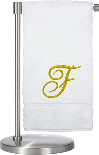 Miniatura 69 de Script R - Toalla de baño con monograma, regalo personalizado, 27 x 54 pulgadas, juego de 1 toalla bordada con texto dorado, 100% algodón turco