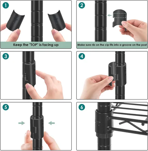 Miniatura 7 de WDT Estantes de almacenamiento de 3 niveles, estantes de metal resistente, estante ajustable con ruedas para oficina en casa, garaje, cocina, baño
