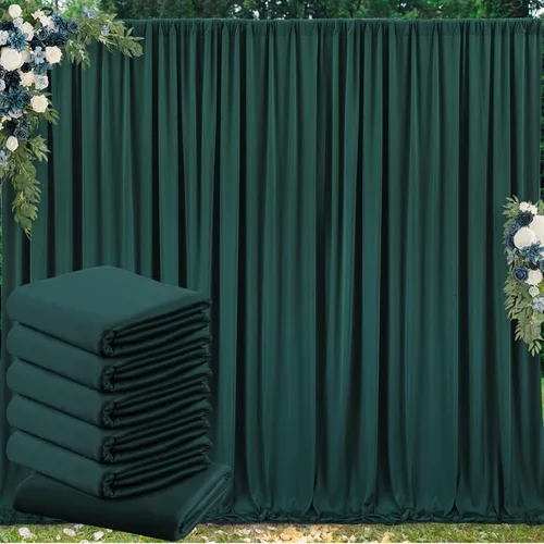 Miniatura 111 de Cortinas de telón de fondo blanco de 30 pies x 8 pies para fiestas de boda, 6 paneles de 5 pies x 8 pies, cortinas de fotografía de poliéster sin