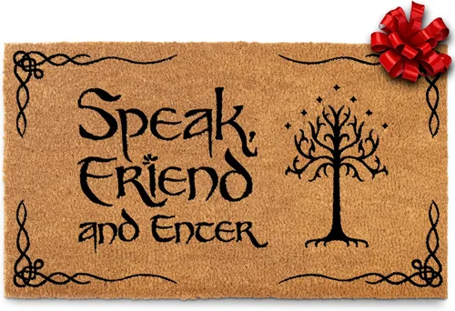 Miniatura 8 de MAINEVENT Felpudo con texto en inglés "Speak Friend and Enter", 30 x 17 pulgadas, Mercancía de Trilogía, Felpudo de Bienvenida para Exteriores