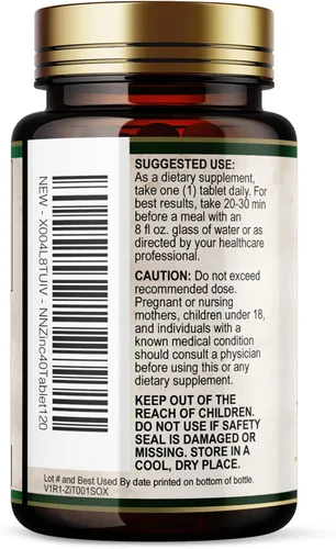 Miniatura 8 de Suplementos de zinc – Apoyo del sistema inmunológico y antioxidante – Tabletas de zinc de alta potencia para adultos – Los mejores suplementos