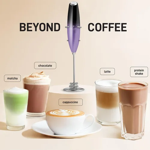 Miniatura 305 de Zulay Milk Boss Espumador de leche potente manual, hace espuma para latte, batidor para mezclar bebidas, café, miniespumador para capuchino, frappé