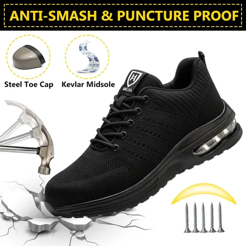 Miniatura 2 de Zapatos de punta de acero para hombres y mujeres, zapatos de trabajo ligeros y cómodos, indestructibles, antideslizantes, zapatos de seguridad