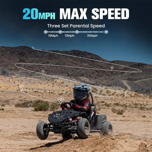 Miniatura 3 de Go Kart eléctrico, auto eléctrico de 48 V, marco tubular de acero, cinturón de seguridad, neumáticos todo terreno de 13 pulgadas, control de Negro