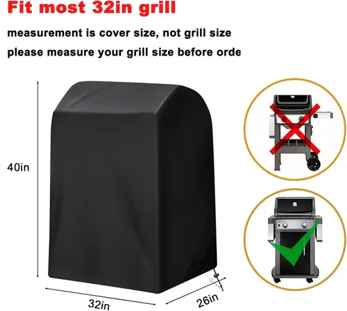 Miniatura 2 de Funda para Parrilla, 32 Pulgadas Impermeable Resistente a los Rayos UV de Servicio Pesado Funda Pequeña para Parrilla BBQ para Parrilla al Aire