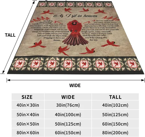 Miniatura 8 de Manta de Cardenal Rojo Heaven Cardinal Decor Manta de Tiro Regalos para Niñas Niños As I Sit in Heaven Ropa de Cama de Sofá Súper Cálida Suave Felpa