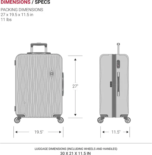 Miniatura 9 de SWISSGEAR 7272 - Maleta rígida y expandible con ruedas giratorias, Blanco), 7272100177