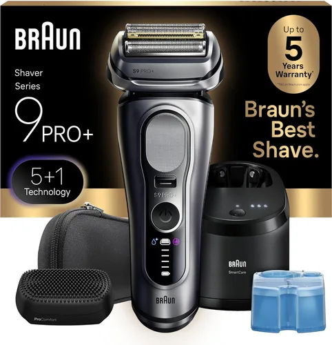 Miniatura 9 de Braun Afeitadora eléctrica Series 9 PRO+, Pro SensoAdapt, centro de cuidado inteligente 6 en 1, maquinilla de afeitar húmeda y seca, 9660CCPS