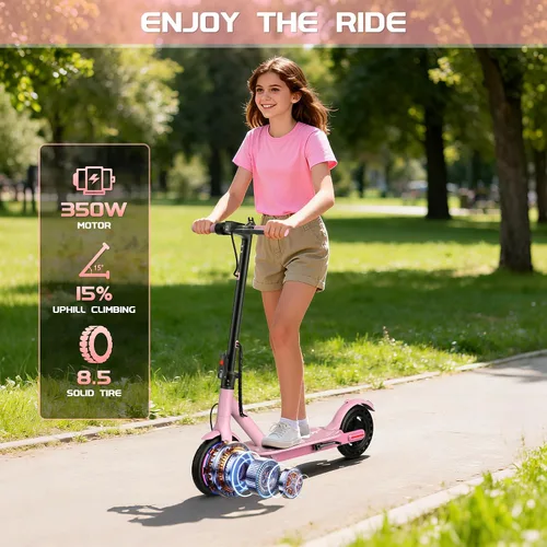 Miniatura 2 de MAXSHOT Electric Scooter Adults & Big Kids, Top Speed 9/16/19MPH, 10/12/16/19Miles Range, 6.5"/8.5" Tires Folding Escooter, APP Control Rosa