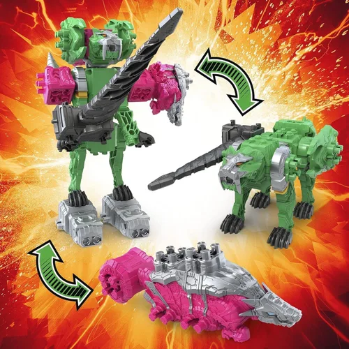 Miniatura 4 de Power Rangers Dino Fury - Martillo Ankylo rosa y garra de tigre verde, juguetes Zord para niños de 4 años en adelante Zord Link Sistema